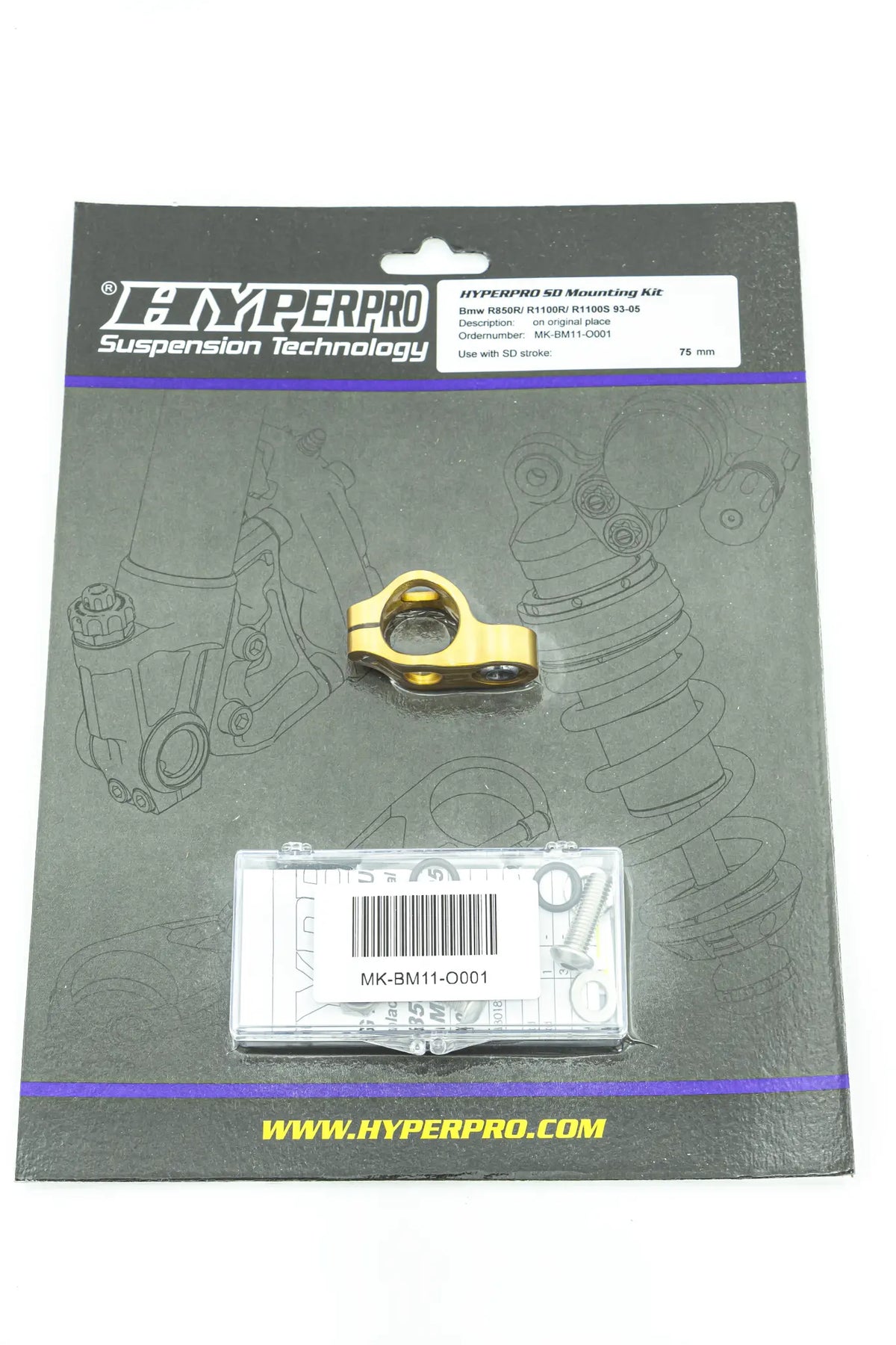 Hyperpro Steering Damper Mounting Kit Gold for BMW R850 R R1100