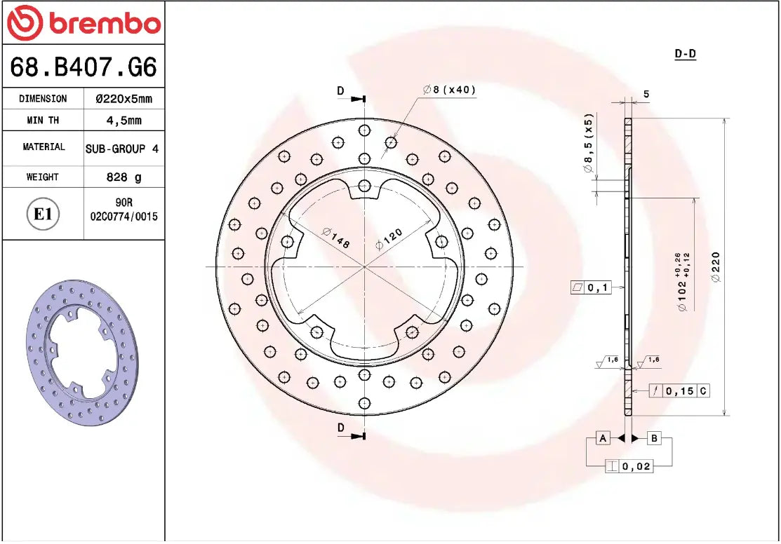 Brembo Serie Oro Prime Line Fixed Brake Rotor - Front & Rear