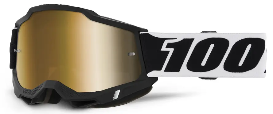 100% Accuri 2 Goggles Black True Gold Mirror Lens