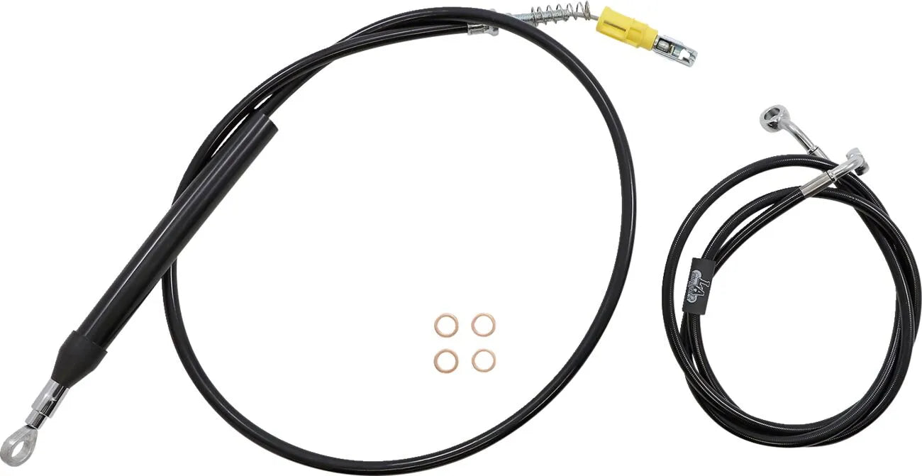 La Choppers Complete Black Braided Cable/Brake Line Kit