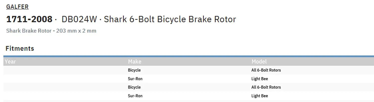 Galfer Shark 6-Bolt Brake Rotor for Disc Brake Systems