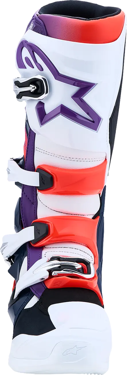 Alpinestars Tech 7 Boots Purple Blue Fluorescent Blue Fluo Red