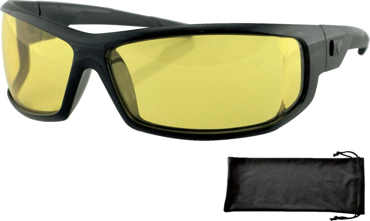 Bobster AXL Sunglasses Black with Yellow Lens