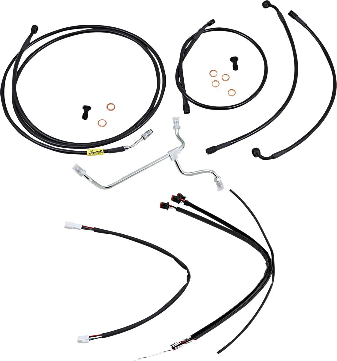Burly Brand Complete Black Vinyl Handlebar Cable Kit for 15" Ape