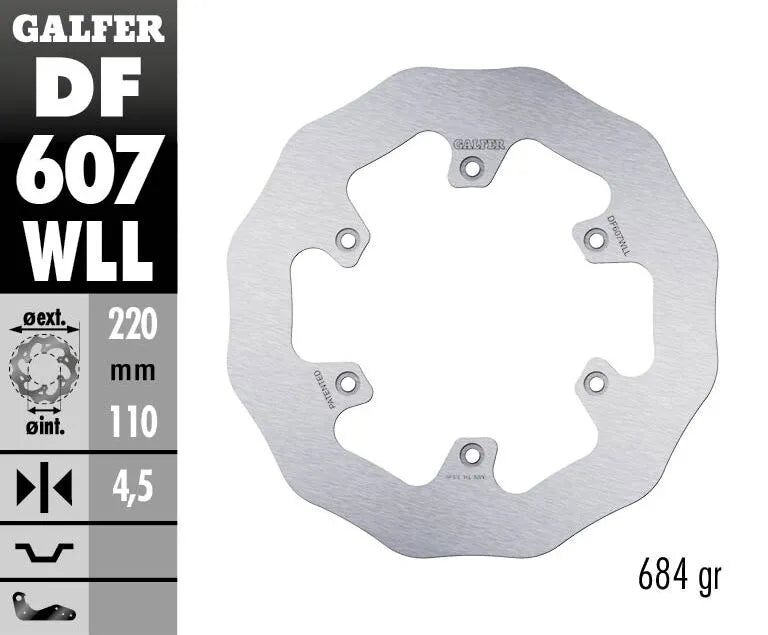 Galfer Wave Brake Rotor For Motorcycle - 220mm - Rear