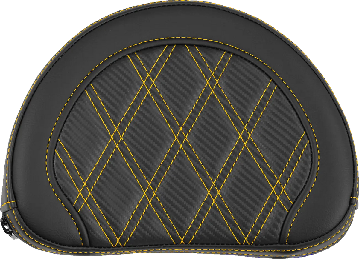 Saddlemen Contoured Sissy Bar Pad Carbon Fiber Look Gold Stitch