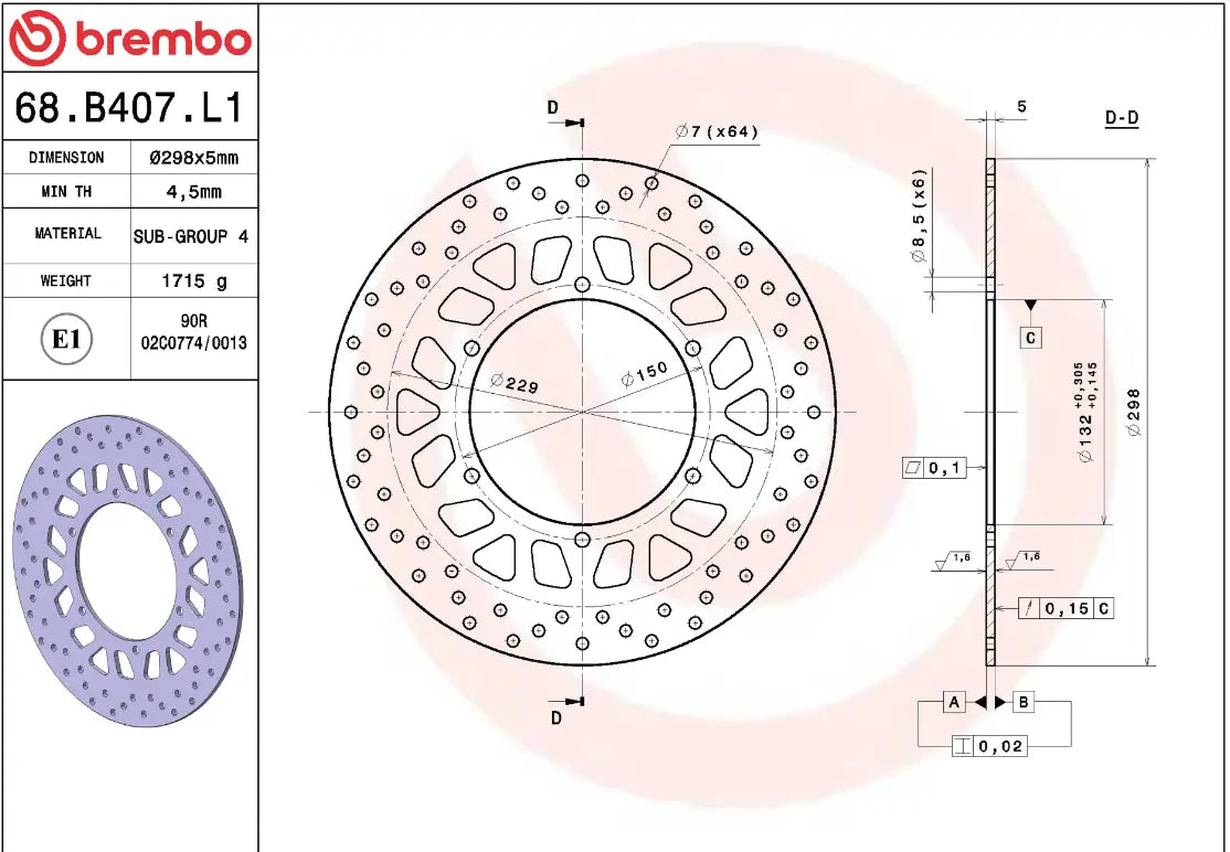 Brembo Serie Oro Brake Rotor Fixed Prime Line - Front