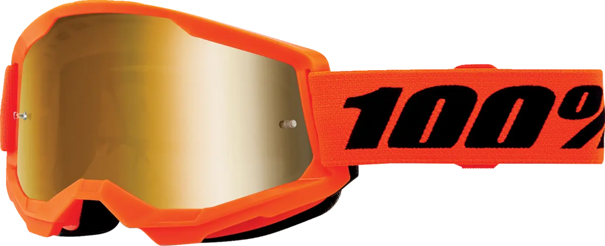 100% Strata 2 Youth Goggle Neon Orange Mirror Gold