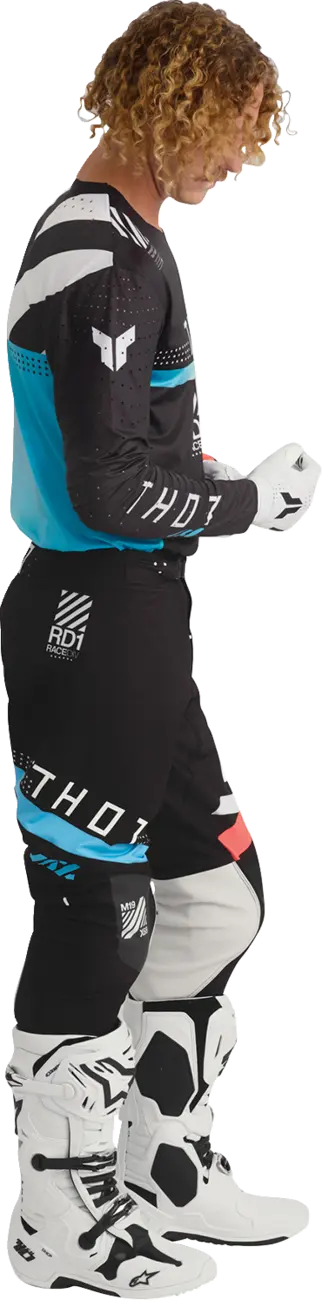 Thor Sportmode Synth Pants - Black/White/Coral/Turquoise