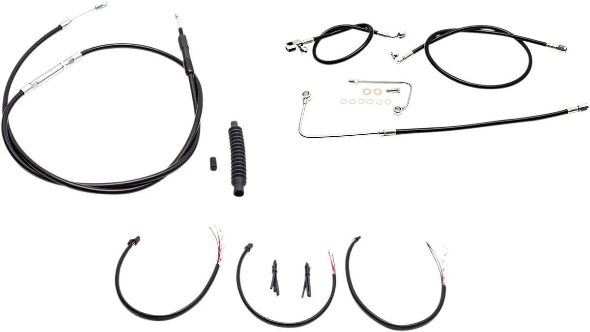 LA CHOPPERS Black Vinyl Braided Handlebar Cable Kit for 18"-20"