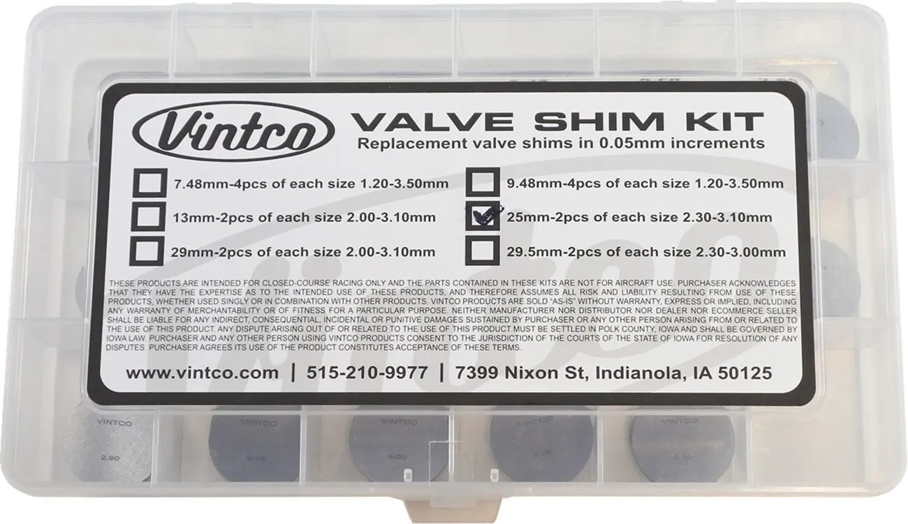 Vintco Valve Shim Kit - 25mm Shims