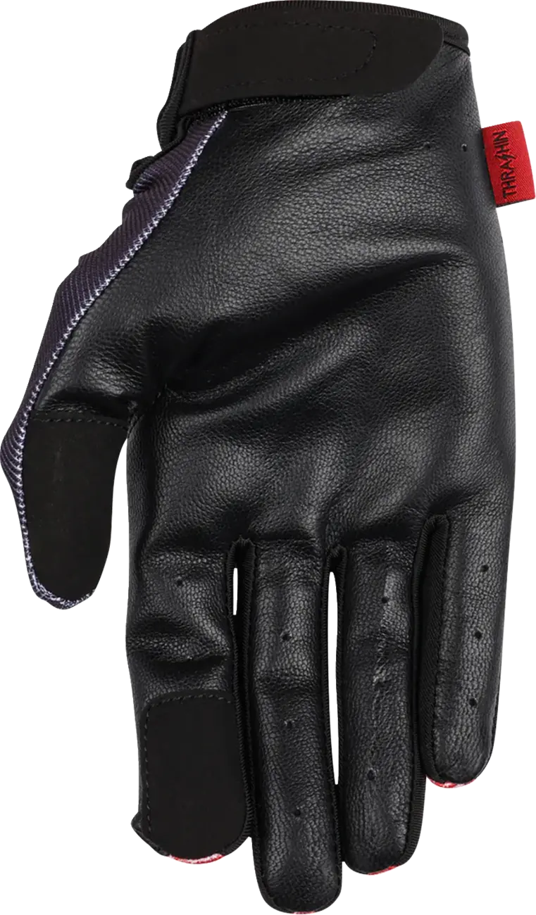Thrashin Supply Co - Stealth Flame Leather Palm Gloves Red