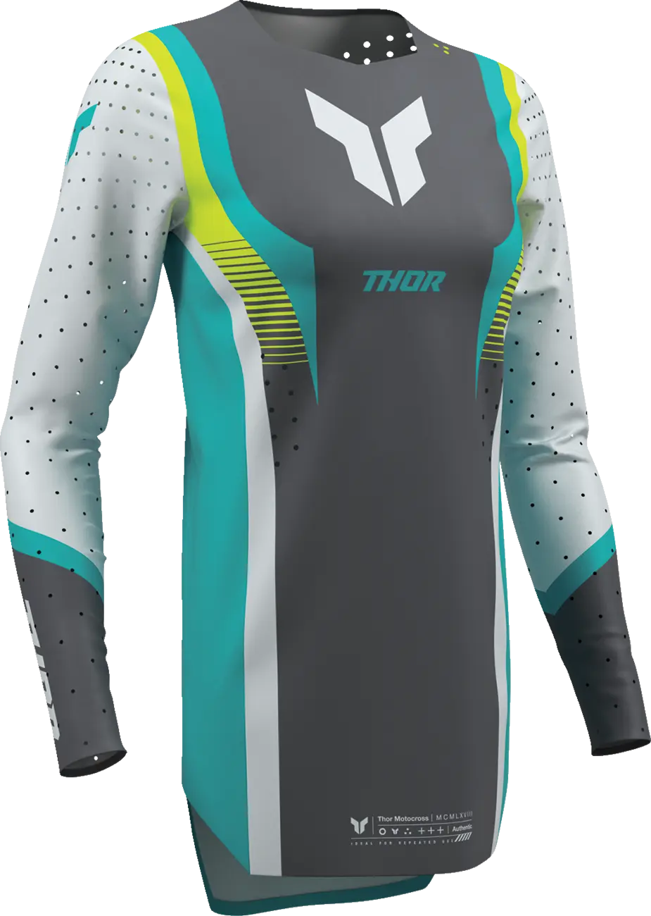 Thor Women's Sportmode Velocity Jersey - Gray/White/Aqua/Fluorescent Yellow