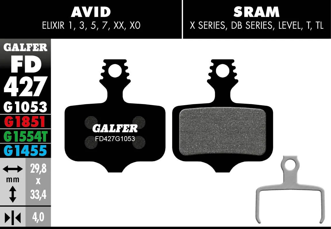 Galfer G1053 Standard Brake Pads for Avid Elixir & SRAM