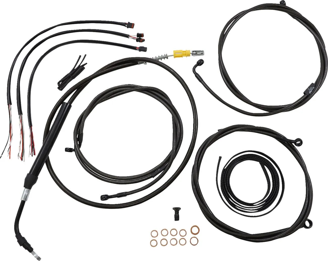 La Choppers Midnight Braided Cable/Brake Line Kit for 18"-20"