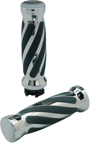 Pro-one Twisted Rubber Grips - Black/chrome