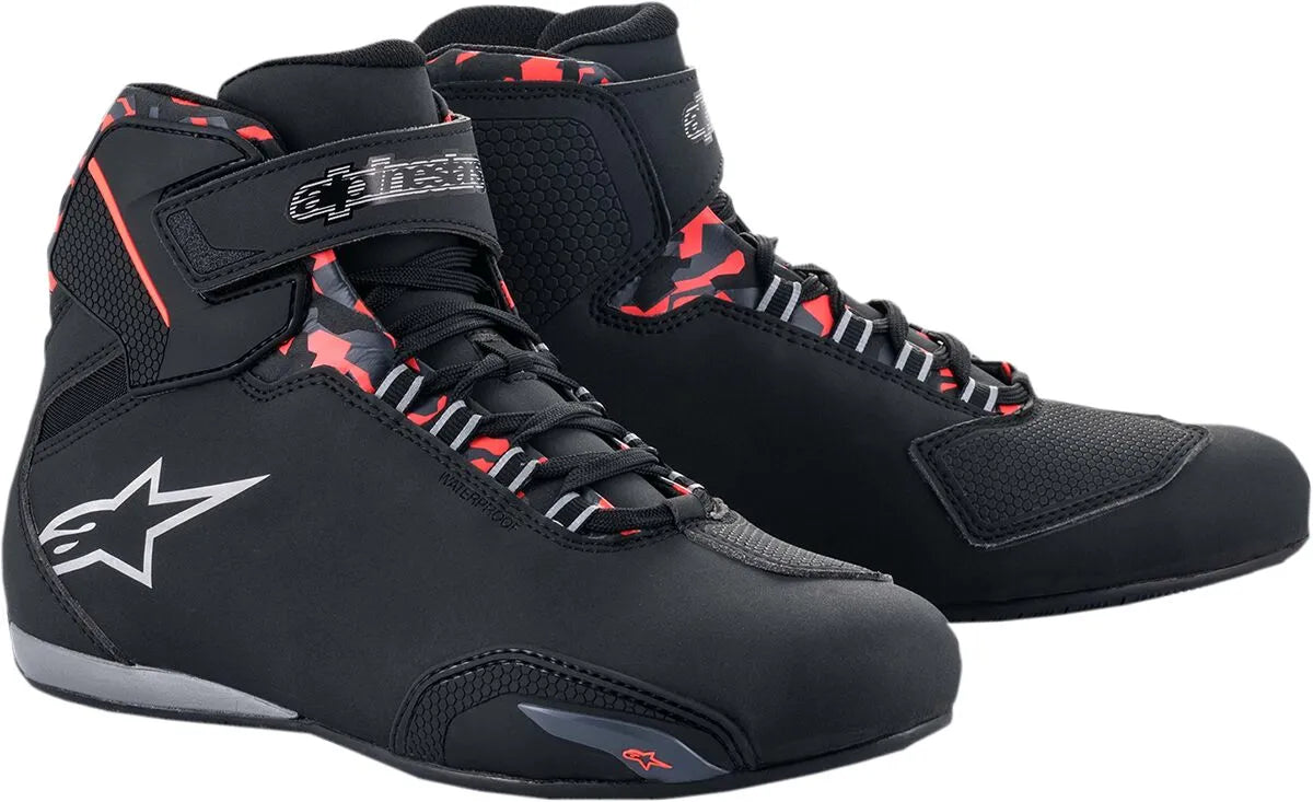 Alpinestars Sektor Waterproof Riding Shoes Black Gray Red