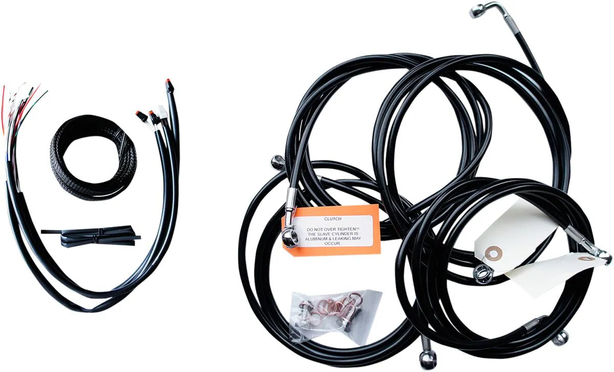 LA CHOPPERS Black Vinyl Braided Handlebar Cable Kit for 12"-14"