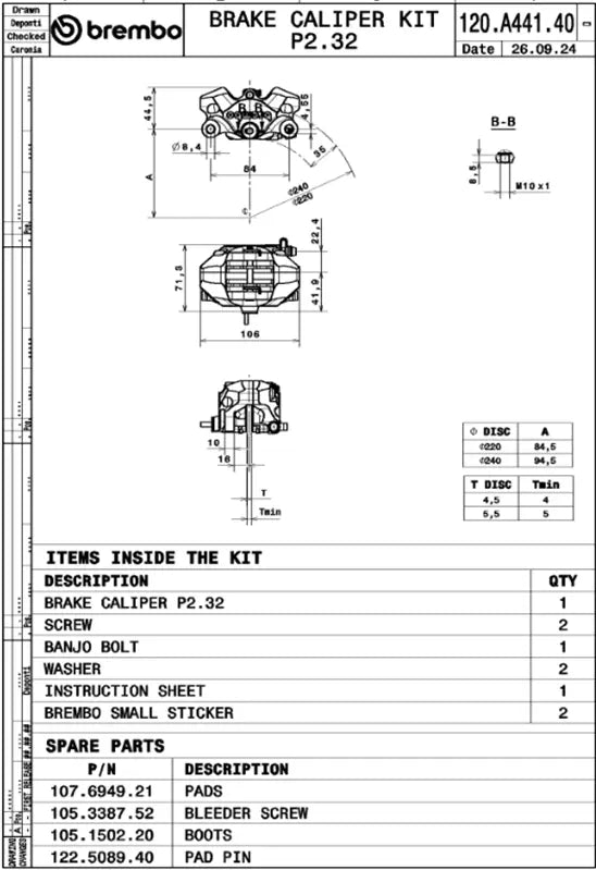 Brembo Gp2-ss Tylny Zacisk Hamulcowy Upgrade