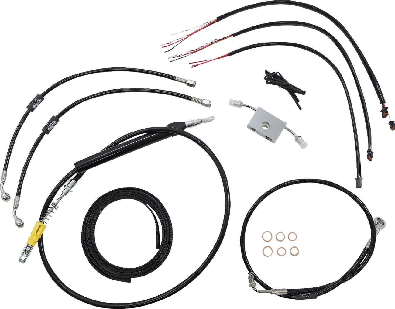 La Choppers Complete Black Braided Cable/Brake Line Kit for ABS