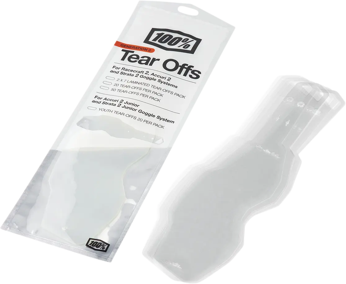 100% Youth Accuri 2 Strata 2 Goggle Tear-Offs 20 Pack