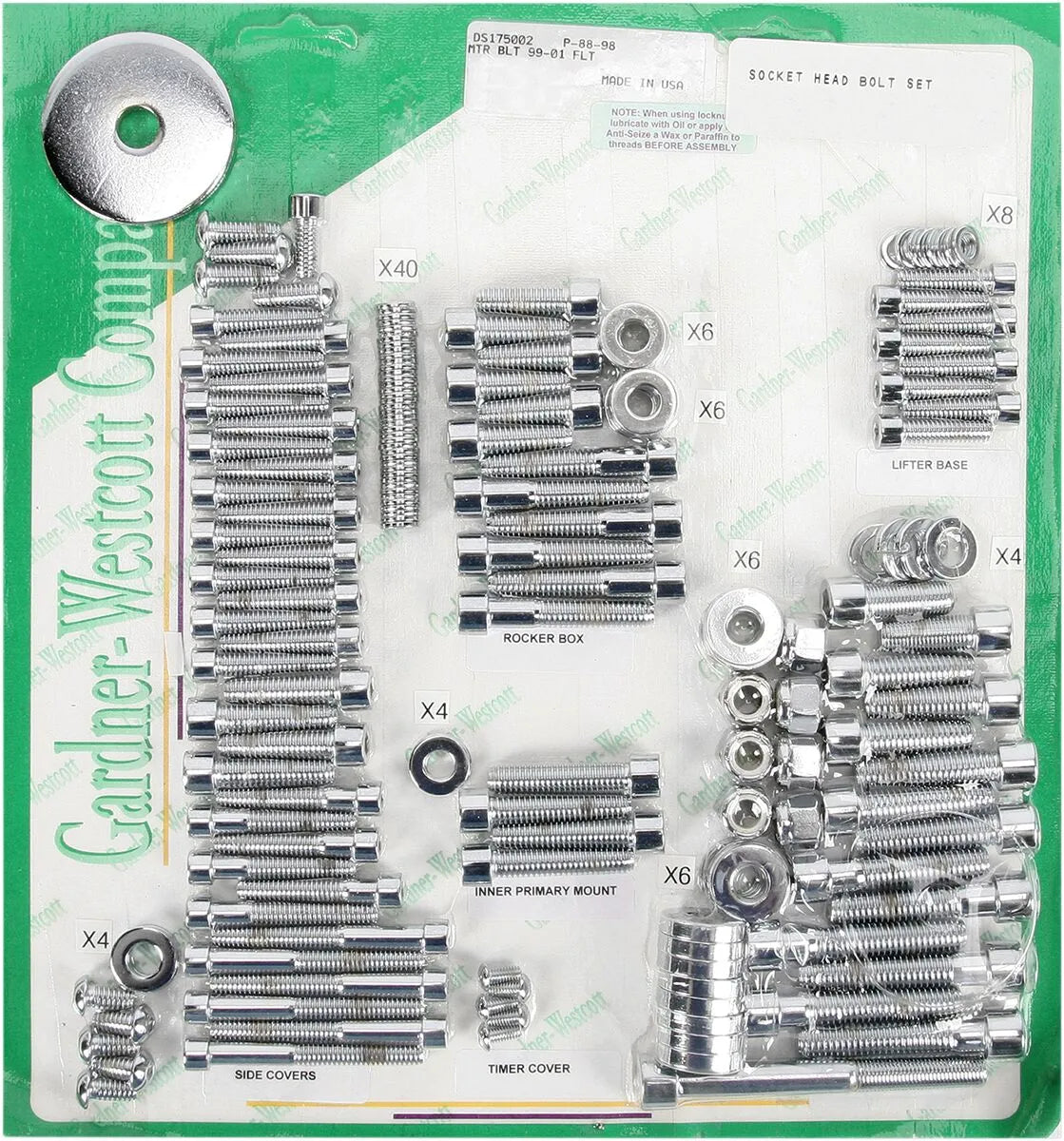 Gardner-Westcott Motor Bolt Set for Harley Davidson Electra
