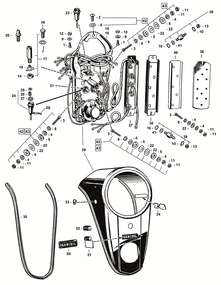 Zodiac Three-Light Dash for Fat Bob Tank – Gauges & Dashes