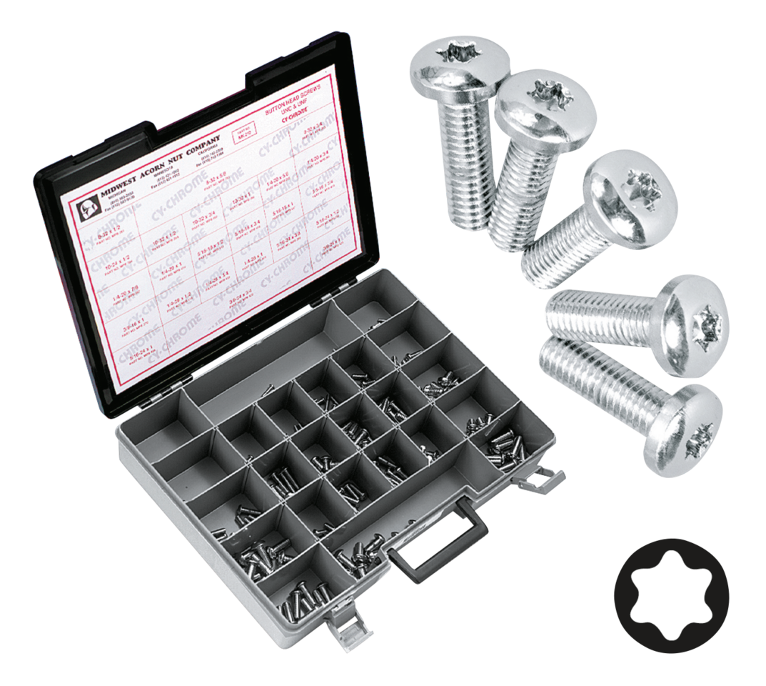 Midwest Acorn Nut Company Chrome Plated Button Head Torx Screw Assortment – Hardware