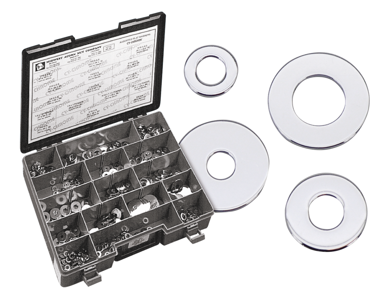 Midwest Acorn Nut Company Chrome Plated Flat Washers Assortment – Hardware