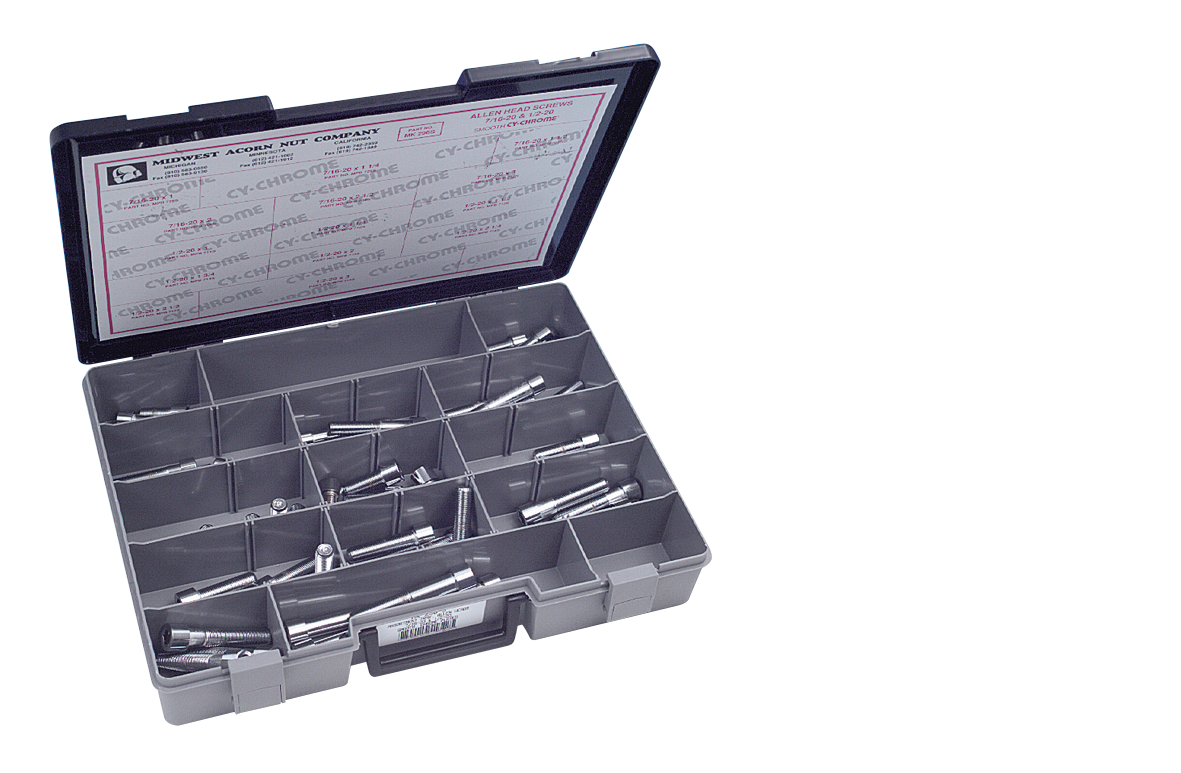 Midwest Acorn Nut Company Chrome Plated Unf Allen Head Screws Assortment Tray – Hardware