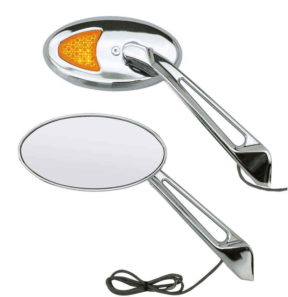Zodiac Sport Oval Mirrors with LED Turn Signals – Handlebar